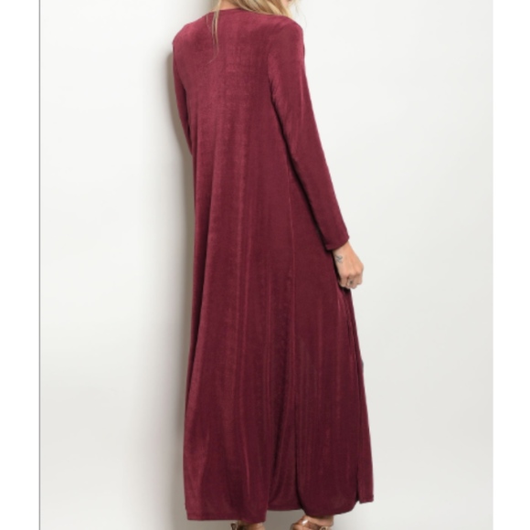 🆕 Long Sleeve Wine Duster Cardigan - Picture 2 of 4